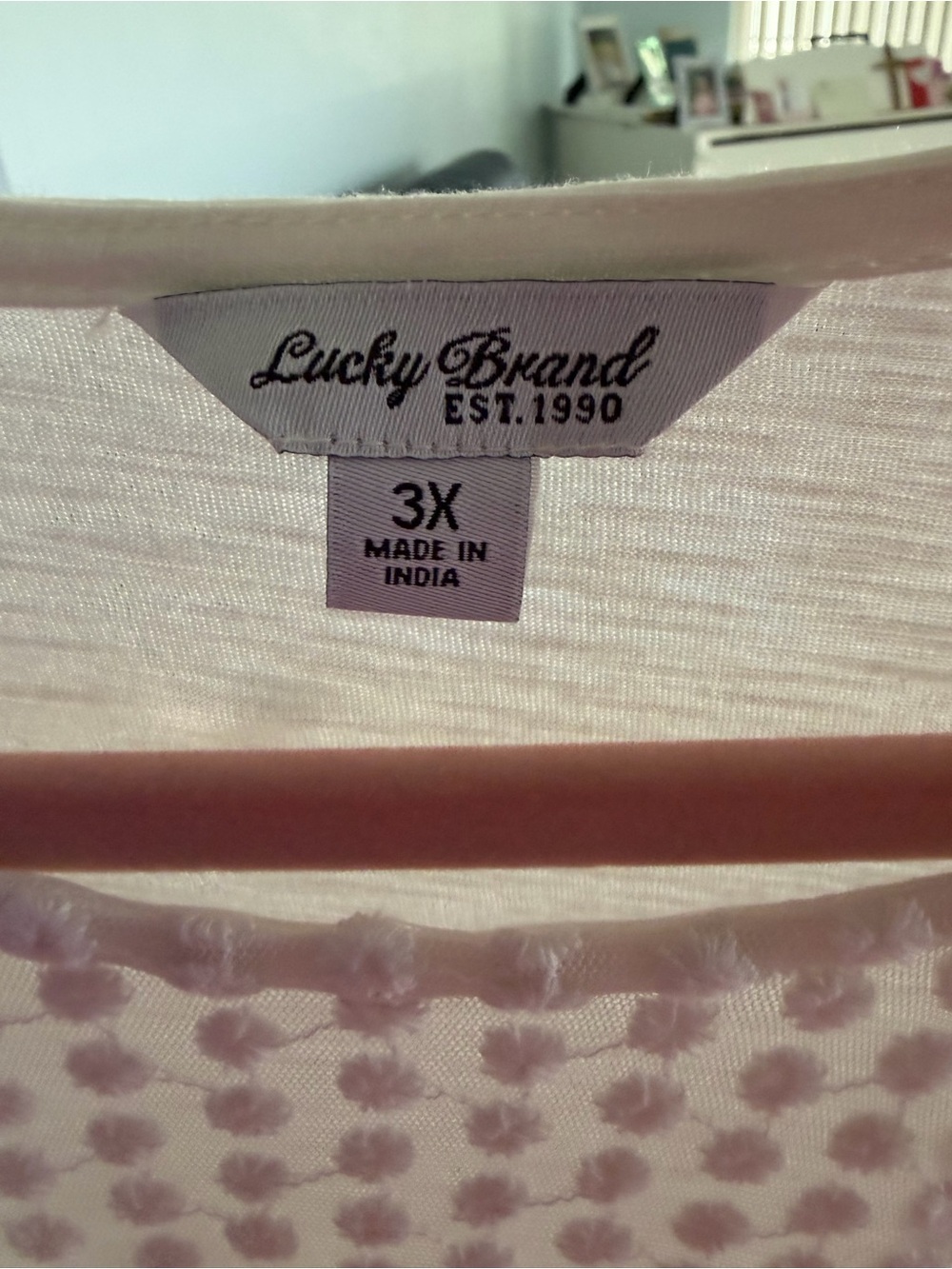Lucky Brand Cream Textured 3X Dot Blouse - Picture 3 of 3